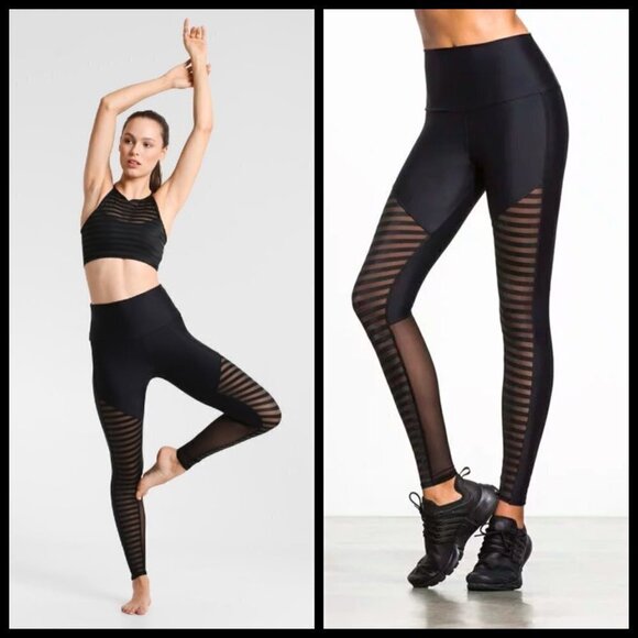 💕ONZIE💕 Fierce Mesh Leggings Striped Pattern NWT - Picture 4 of 8